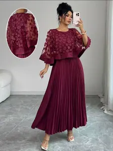 Plus Size Elegant Ruched Long Dress, Two-Piece Design, Lightweight and Sophisticated, Perfect for Evening Wear