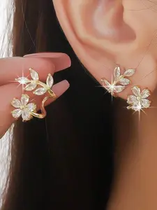Hihho 2pcs Fashion Personalized Sparkling Micro-Inlaid Zirconia Wheat Ear Stud Earrings For Girls,  Gift LALH
