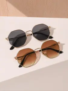 Women's Fashionable Metal Geometric Frame Sunglasses, Trendy Casual Sunglasses for Everyday Use, Fashion Accessories for Outdoor Activities, Trendy Beach Eyewear, Street Style Sunglasses