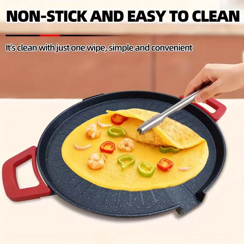 Portable Smokeless Non-stick Korean BBQ Electric Grill Pan & Griddle - Non-toxic Heatable Outdoor Cookware with Adjustable Thermostat, Ideal for Meat, Pancakes, Autumn Winter Kitchen Appliance for Grilling