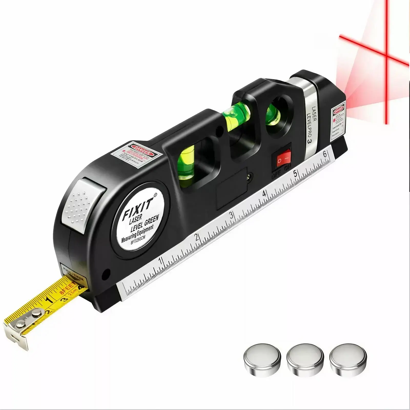 Multipurpose Laser Spirit Level, 8 Feet Laser Level, Multifunctional Spirit Level Tool, Metric Level Tool, Physical Measuring Instruments