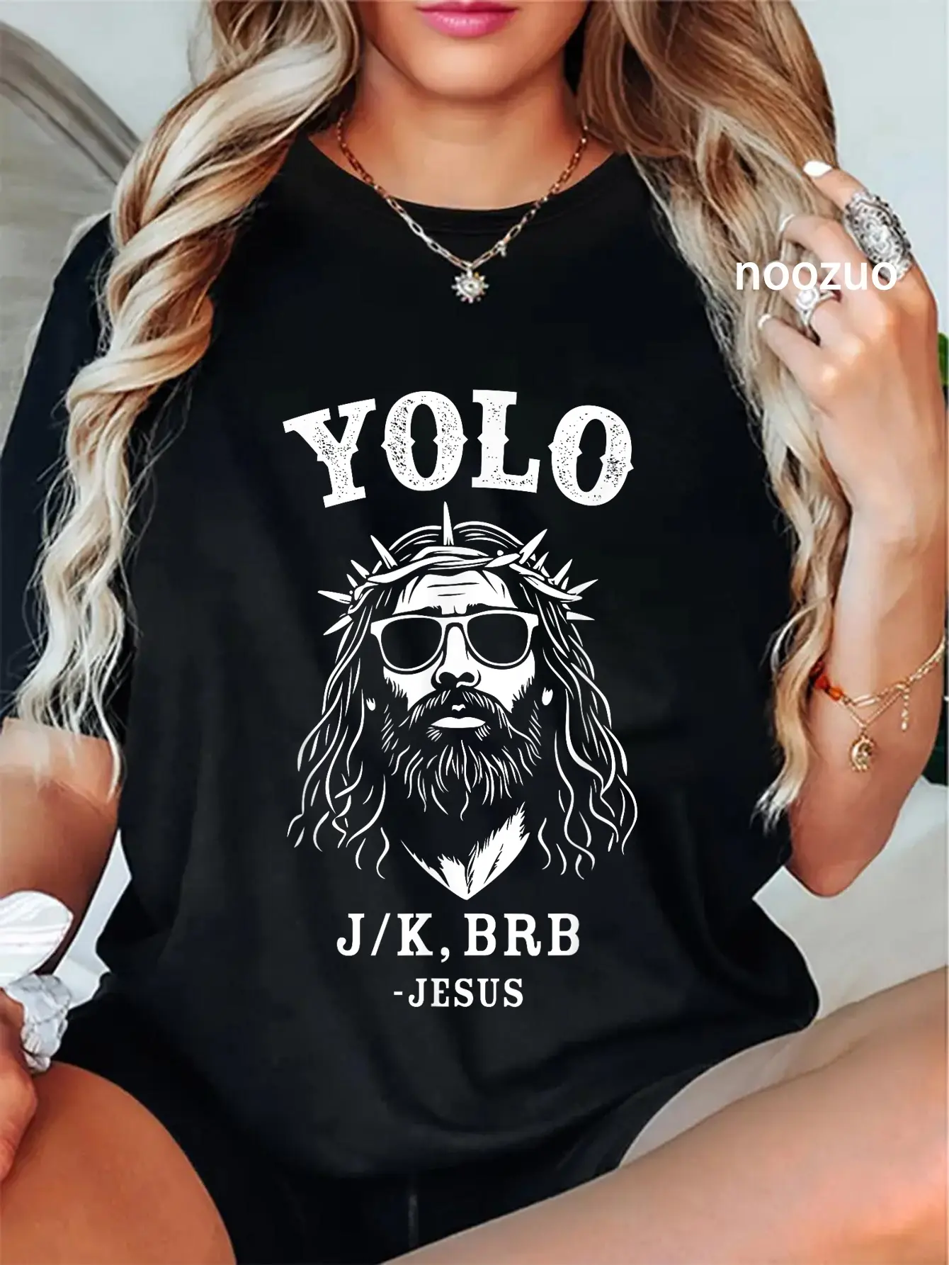100% Cotton Yolo jk brb funny jesus for christian easter T-Shirt