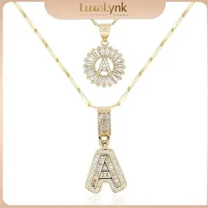 Initial Letter Pendant Necklaces for Women-2 Pack , Alphabet Necklace with Adjustable 17"-19" Chain, Valentine's Day Jewelry,Fashion Jewelry for Parties& Birthdays, Personalized Jewelry Gift