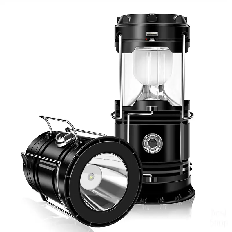 4-Pack Solar Rechargeable Camping Lanterns, Collapsible 2-in-1 LED Portable Torches with Adjustable Waterproof Flashlight for Outdoor Hiking & Home Power Outages, Hiking / Light Outdoor, Built-In Flashlight Torches