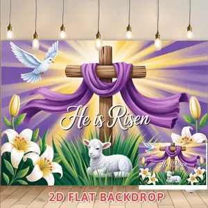 He Is Risen Backdrop Easter Resurrection Theme Tapestry Wall Hanging Photography Background for Church Celebration Baptism Wedding Spring Festival Home Decor Photo Booth Supplies