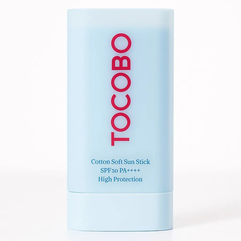 Tocobo Cotton Airy Sun Stick SPF 50 Broad Spectrum Korean Matte Sunscreen Stick for Face - Travel Size Sebum Control Sunblock -Vegan, Lightweight, Non-Sticky 0.67 oz.¿Cansada del Brillo? Antisebo. Protección Solar de Amplio Espectro, Ligero y Vegano