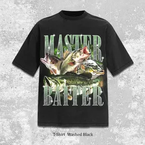 Vintage 90s Master Baiter Bass Fishing Graphic Tee, Bass Fish Style Oversized Heavyweight T-Shirt, Funny Fisherman Gift, Retro Bass Lovers Acid Wash Streetwear Apparel, Largemouth Bass Angler Men's Shirt, Outdoors Lake Life Graphic Tshirt