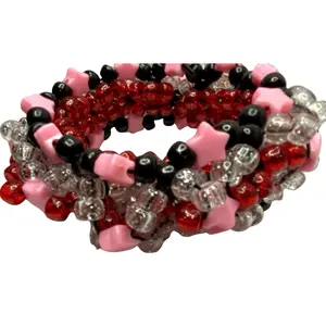 Supernova Kandi 3d Cuff | Sparkly Red and Clear Silver Pony Beads | EDC Handmade Friendship Bracelet
