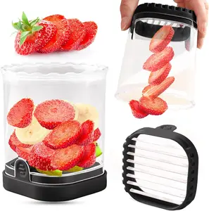 Creative Strawberry & Fruit Slicer – Detachable Cutter with Push Plate (Black)