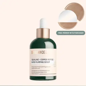 Biossance Squalane + Copper Peptide Rapid Plumping Serum - Face Serum for All Skin Types - Visibly Plumping + Firming Skin, Fine Lines + Wrinkles, Vegan Copper Peptides, Hyaluronic Acid