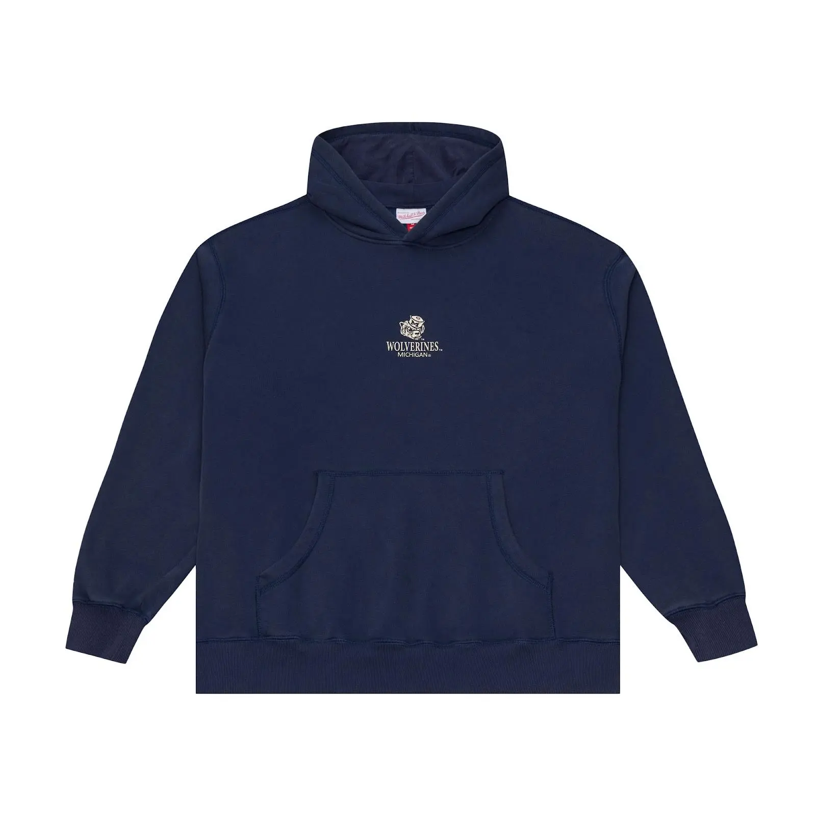 Michigan Wolverines Navy Core Essentials Fleece Hoodie NCAA Throwback Sweatshirt Vintage Fan Gear Mitchell & Ness
