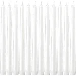 Dripless Taper Candles - Unscented White Candles Bulk - Candle Sticks Long Burning 7.5-8 Hours - for Candlesticks, Dinner Table, Vigil, Advent, Christmas, Thanksgiving, Kwanzaa - 12 Pack,10 Inch Tall
