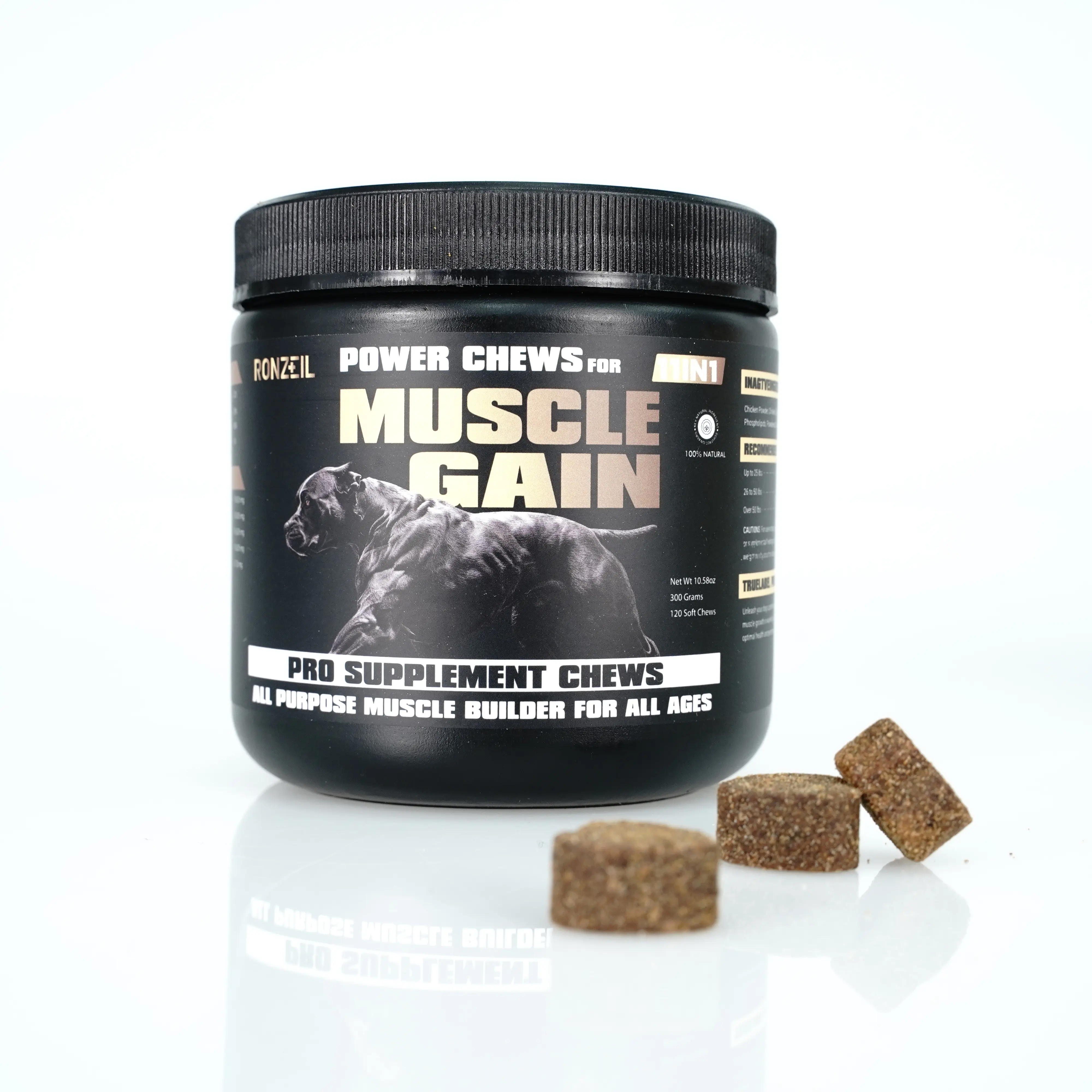 Ronzeil Solid Chew Dog Muscle Building Supplements, Chicken Flavor