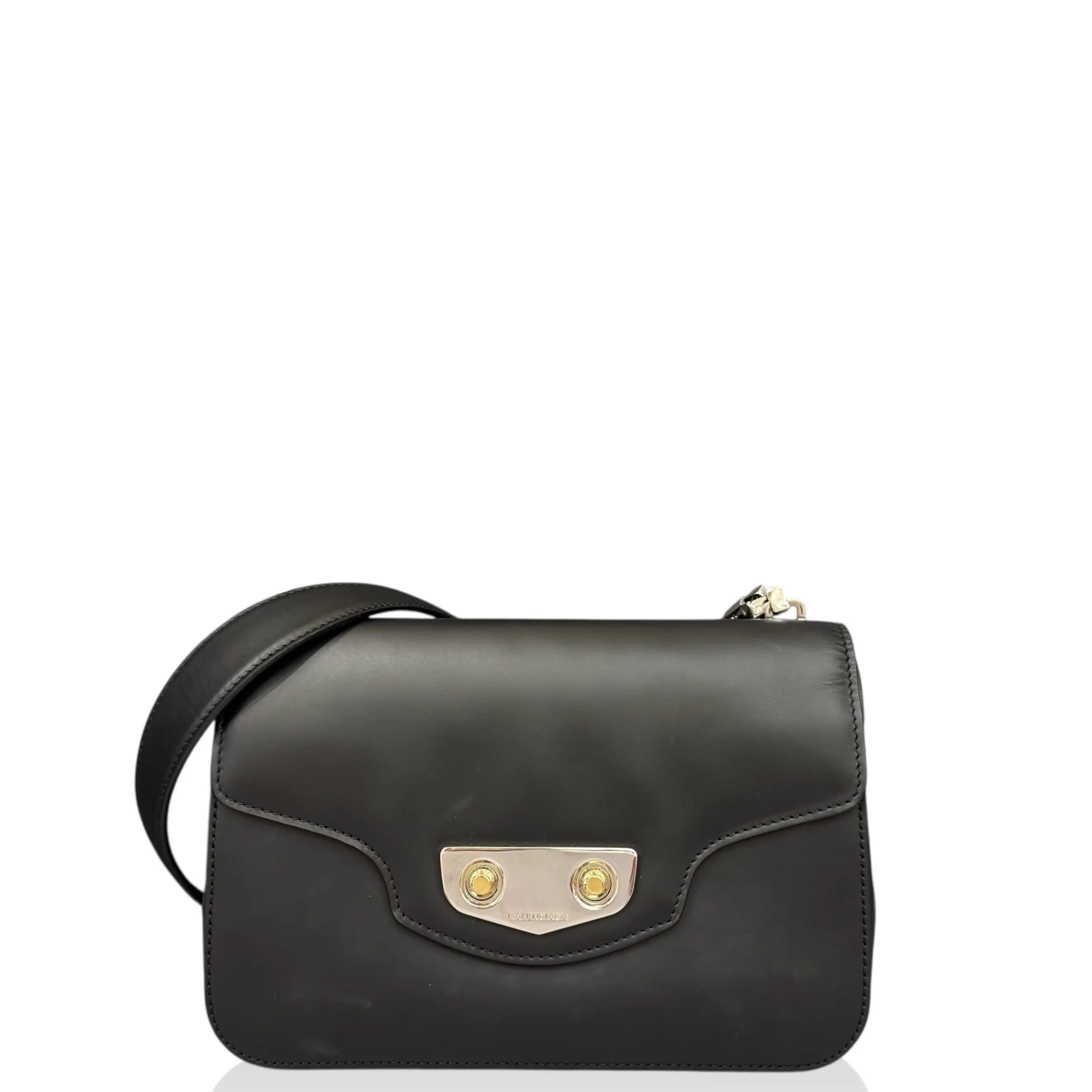 Pre-owned Balenciaga Leather Shoulder Bags Flap Bag Soft Calfskin Black (qy040126j5)