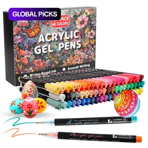 120pcs 3D Acrylic Gel Pens Art Set, 60 Colors Paint Markers with 1mm Bullet Tip, Ideal for Paper, Rock Painting, Glass, Wood, Fabric, Cards #GLOBAL PICKS