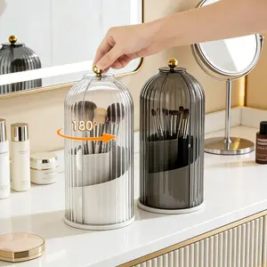 Makeup Brush Holder with Lid Cosmetic Tools Organizer 360° Rotating Waterproof Dustproof Beauty Brushes Storage for Vanity  Bathroom Countertop makeup brush holder organizer valentines gifts for girlfriend