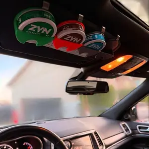 Dip Can Holder for Car Visor - Universal Clip-On Black Car Storage Organizer, Compact & Durable Round Can Holder, Essential Accessory for Zyn Pouches (Fits Trucks, SUVs)