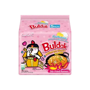 Samyang Buldak Carbo Korean Spicy Hot Chicken Stir-Fried Noodles,Various flavors available, 5 packs Food Instant