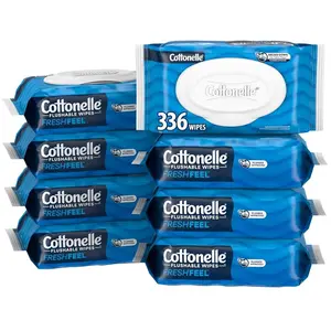 8 Pack (42X8) Wipes Fresh Feel Flushable Wet Wipes For Adults Wet Tissue Napkin