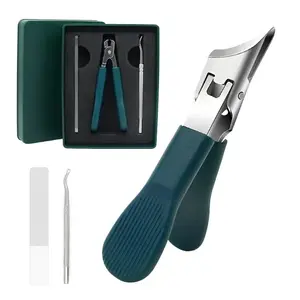 3-Piece Green Eagle Beak Nail Clipper Set – Thick Nail Clipper, Ingrown Toenail Lifter & Nail File | Heavy-Duty Pedicure Kit for Thick & Ingrown Nails, Stainless Steel Grooming Tools for Home or Travel