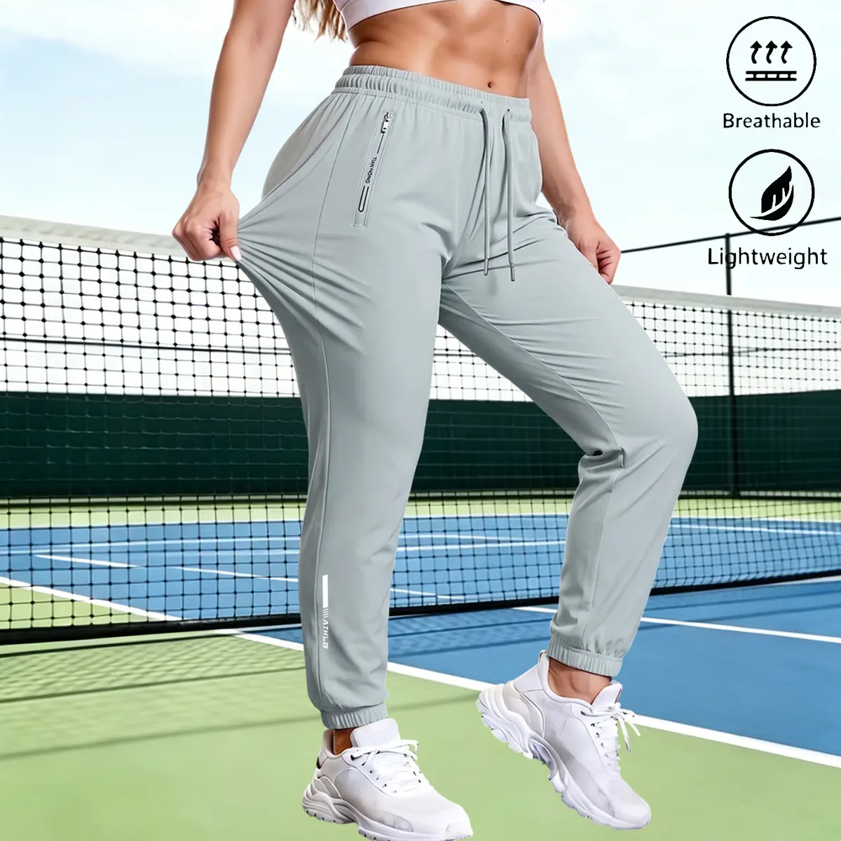 Women’s summer athletic long pants — jogger/cuffed sweatpants; casual stretch leggings for fitness, yoga, running, outdoor cycling