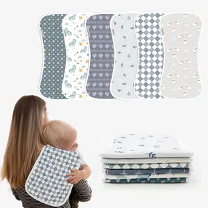 6 pieces of baby burp towels, newborn spit-up towels absorbent wool cotton breathable to protect baby's skin Absorbent Muslin Baby Burp Cloths
