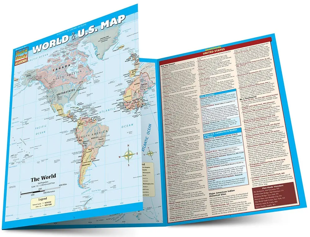 QuickStudy | World & U.S. Map Laminated Reference Guide - TikTok Shop