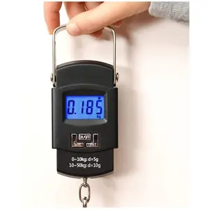 Fish Scale, ToughTide USB Charging Fishing Scale, 110lb Capacity, Ultra-Thin Digital Fish Scale, LCD Display, Ergonomic Handle, Fish Scale Digital Weight, Fishing Accessories for Men