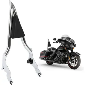HECASA Detachable Backrest Sissy Bar Compatible with 2009-2024 Harley Touring Models Street Road Electra Glide Road King CVO Ultra Limited Low Back Rest Luggage Rack (22 Inches Chrome)