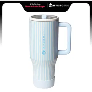 HydroJug Cape Cod 40 oz Water Bottle with Handle & Flip Straw - Fits in Cup Holder, Leak Resistant Tumbler-Reusable Insulated Stainless Steel & Rubber Base - Gifts for Women & Men