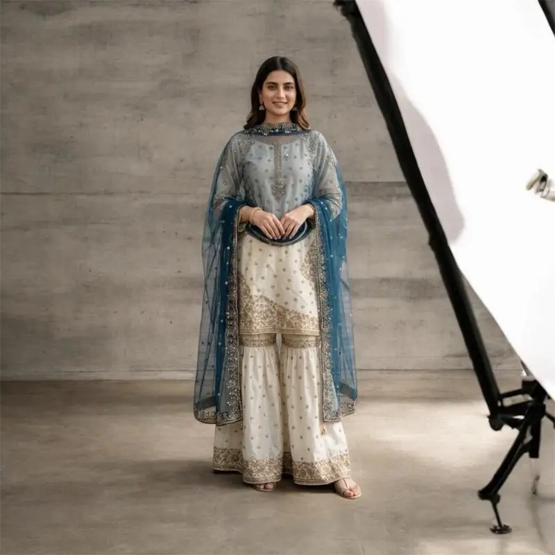 Lady's Soft Plush Fandy Silk Garara Set Costumes, New Arrivals with Net Dupatta, Casual Style Comfortable Womenswear