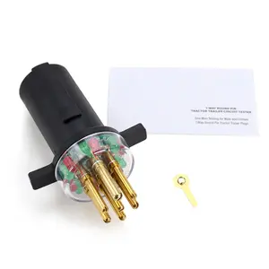 7-Way Round Pin Trailer  Circuit Plug Tester Replace 7865L, Trailer Tractor Light Tester