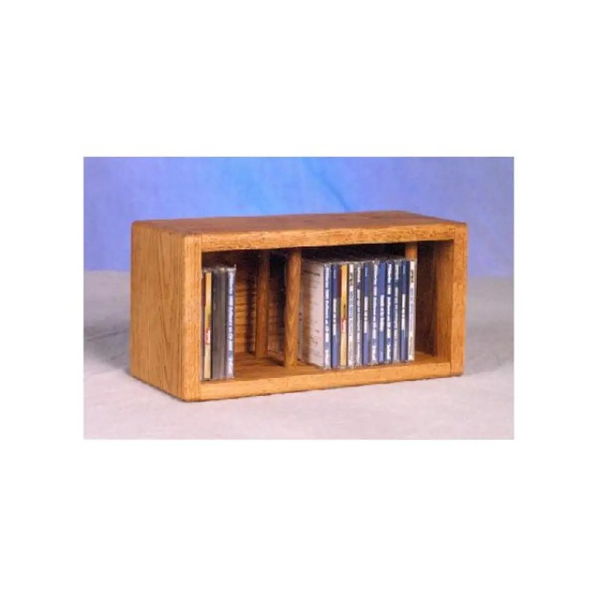 Solid Oak Dowel CD Cabinet 103-1 - Woodgrain Aesthetic, 26 CD's Capacity, Fully Assembled, Desktop or Shelf Placement, Handcrafted Indoor Furniture Shelf