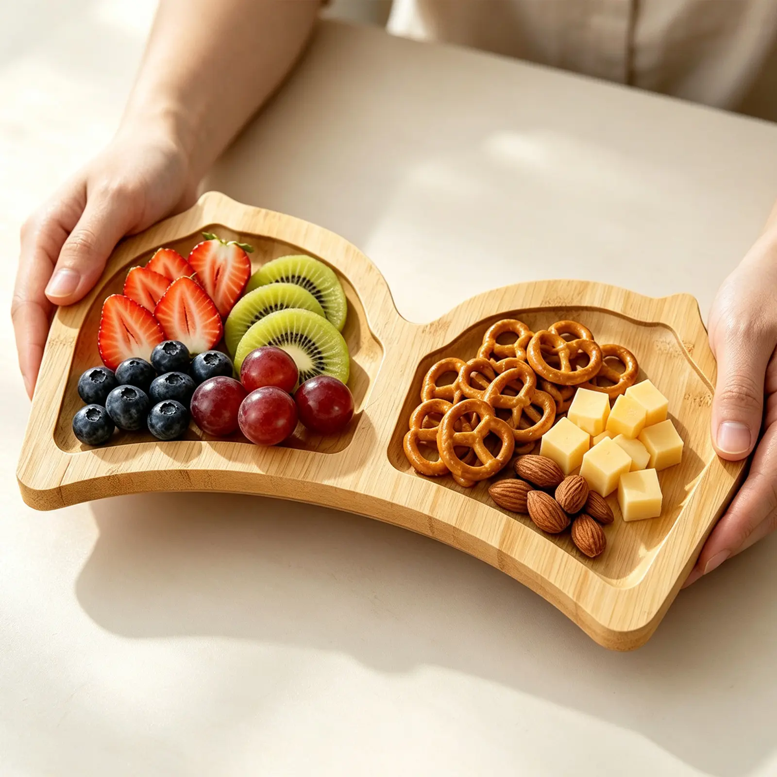 Solid Wood Bust-Shaped Serving Platter - Thick, Reusable, Corrosion-Resistant Gourmet Cheese Board, Artisan Plates, Conversation Starter Gift for Bridal Shower, Ladies' Birthday Party Table Decor