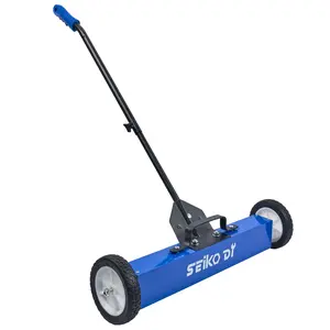 18-in Long-Handled Magnetic Sweeper with Rolling Wheels, Adjustable Handle, Adjustable Floor Magnet Clearance Height – Ideal for Construction Sites, Workshops, Long-Handled Magnetic Sweepers