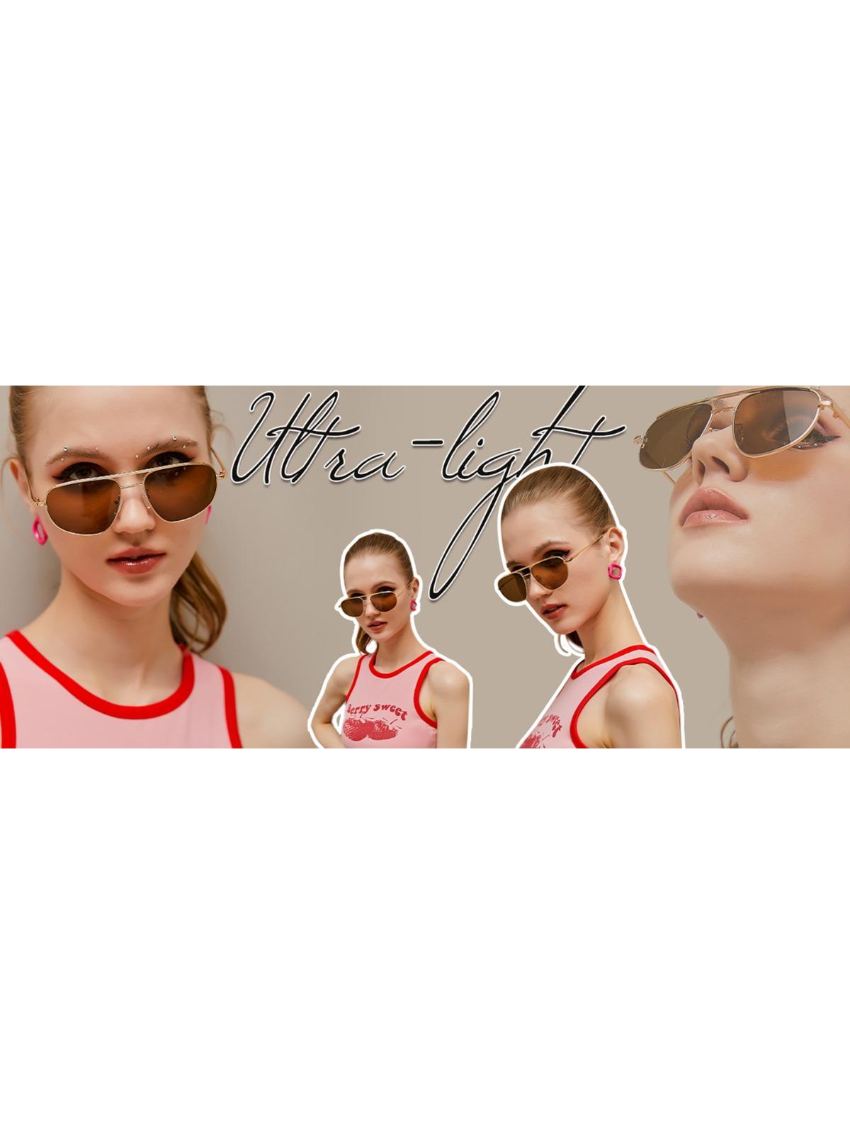 FEISEDY Retro Trendy Aviator Sunglasses Women Men 90s Small Vintage Glasses Stylish Gold Metal Oval Sunglasses Combo pack  B2906