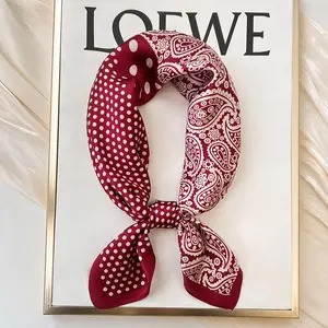 New Silk Scarf Neckerchief Women's Silk Square Scarf Purse Luxury Scarf for Women Designer Silk Headscarf