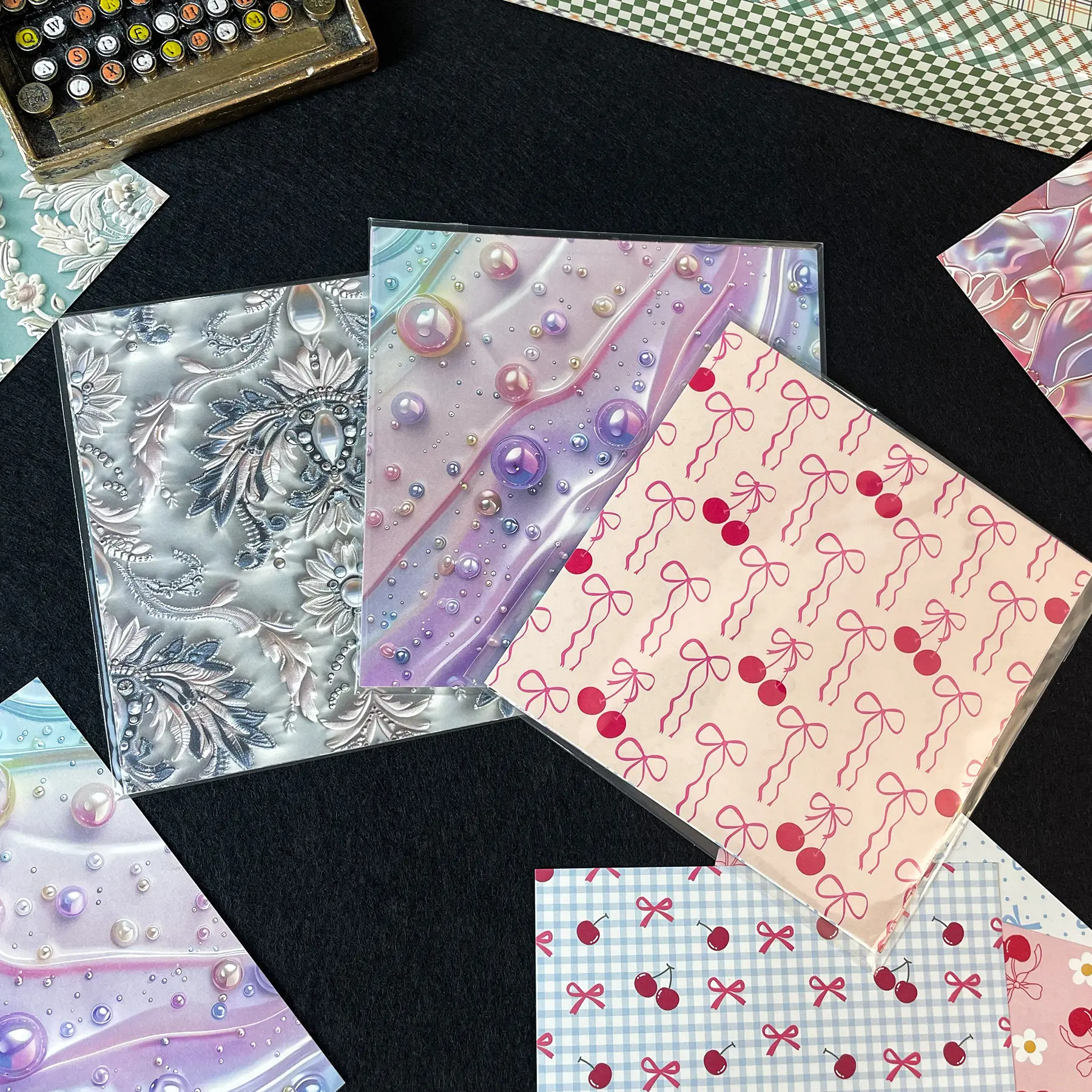 PRSTINCOL Classical Cardstock Paper Sheet Packs - 48 Packs, 8 Unique Designs, 14.8x14.8cm Sheets, 16 Pieces Per Design, for Handmade Crafts & DIY Planners, Scrapbooking Supplies, 16-Pack