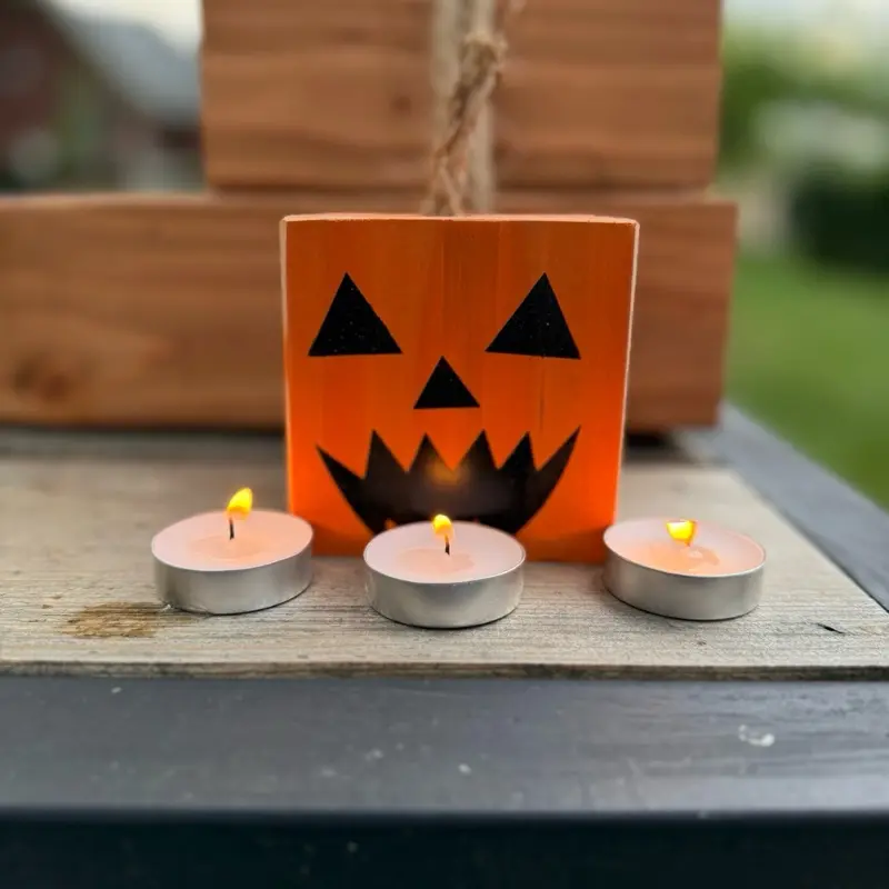 Rustic Wooden Pumpkins – Square Farmhouse Fall Decor, Autumn Tabletop Accent
