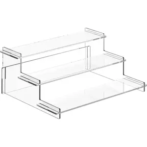 [New deal] Acrylic Risers Display Stand, 3 Tier Cupcake Holder, Clear Perfume Organizer Stand, Display Shelf for Figures and Collection.