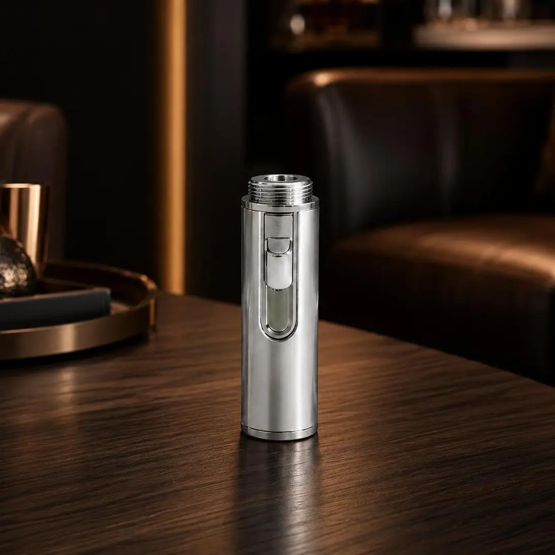 (No gas included)Refillable Butane Windproof Lighter: One-Hand Quick Ignition, Adjustable Flame, Sturdy Aluminum Build, Compact Portable Black