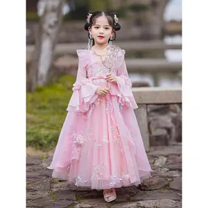 Girl Hanfu long-sleeved chiffon fairy chiffon chiffon chiffon chiffon skirt little girl long-style classical national style dress out