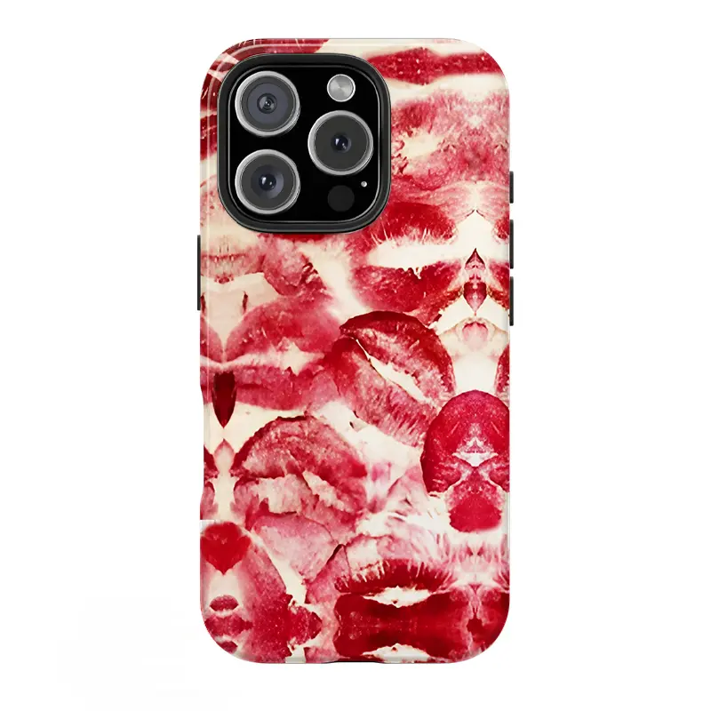 Stylish Lip Print Protective Smartphone Cover - Smooth Sturdy Finish, Bold Trendy Lipstick Kiss Motif, Shockproof Drop & Scratch Protection for iPhone 12-17 | Cellphone Casing Accessories