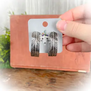 Feather Semi Hoop Earrings