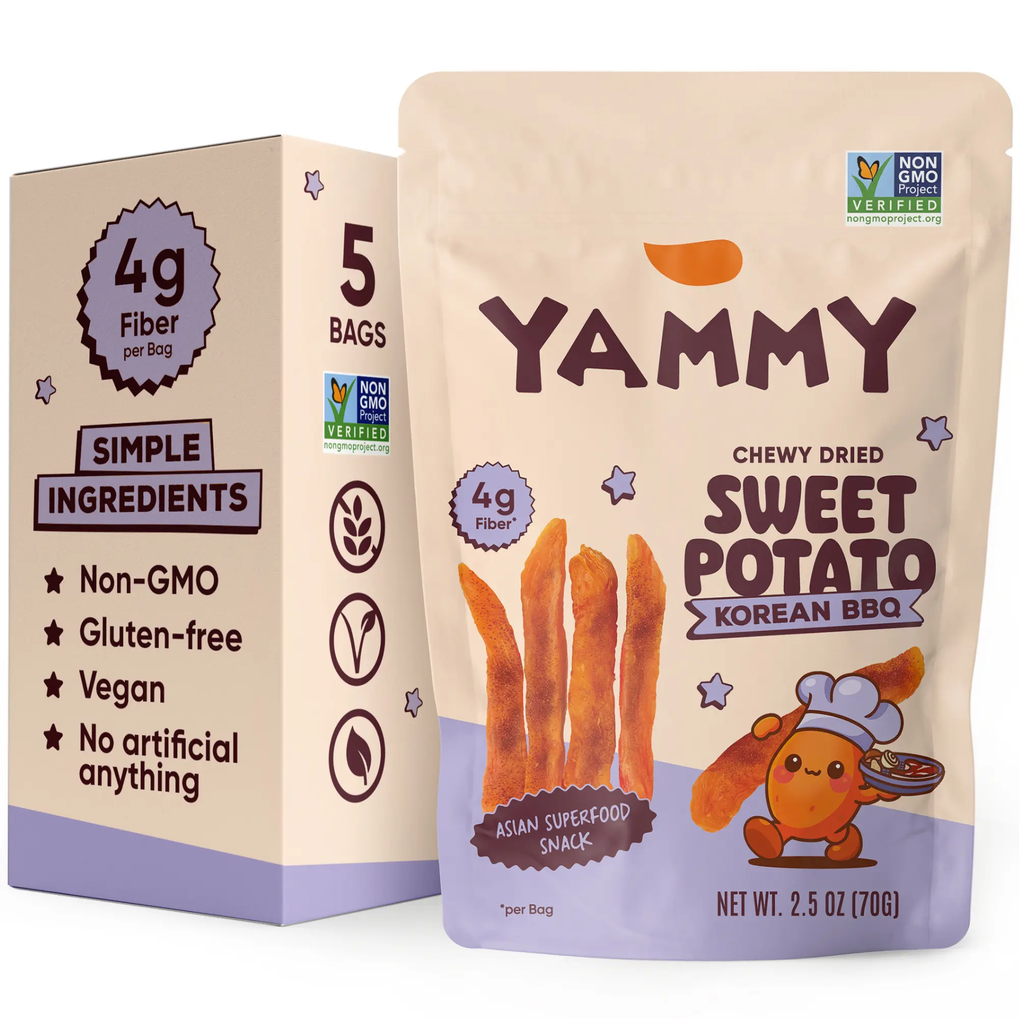 Korean BBQ Chewy Dried Sweet Potato Sticks (Pack of 5)