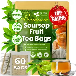 【FreshDrinkUS】 Premium Soursop Graviola Fruit Tea Bags, 100% Natural and Pure from Soursop Fruits, Made With Natural Materials-Corn Fiber Tea Bag, Sugar/Caffeine/Gluten Free, Hoja Guanabana Tea Beverage