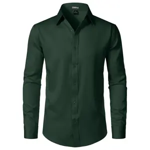 ZEROYAA Men's Wrinkle Free Long Sleeve Dress Shirt Business Casual Modern Slim Fit Button Down Shirts for Wedding and Office