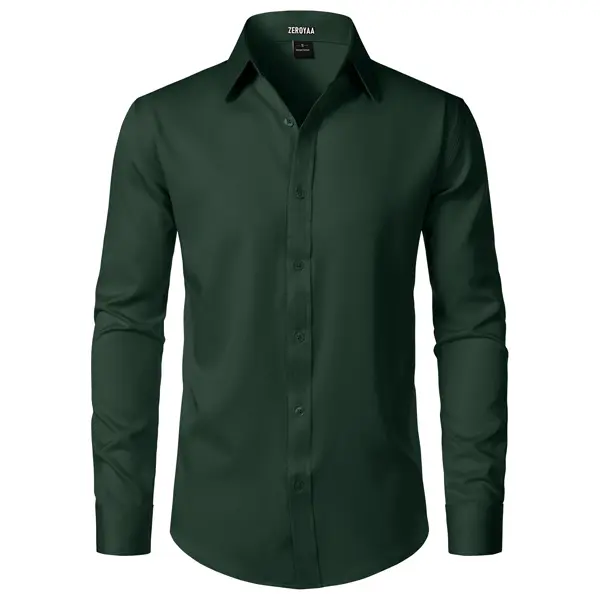 ZEROYAA Men's Wrinkle Free Long Sleeve Dress Shirt Business Casual Modern Slim Fit Button Down Shirts for Wedding and Office