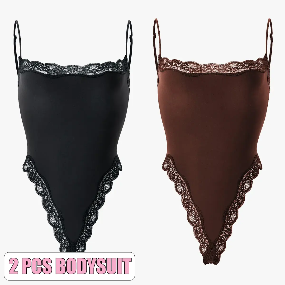 2pcs Bodysuit(Black/Cocoa)