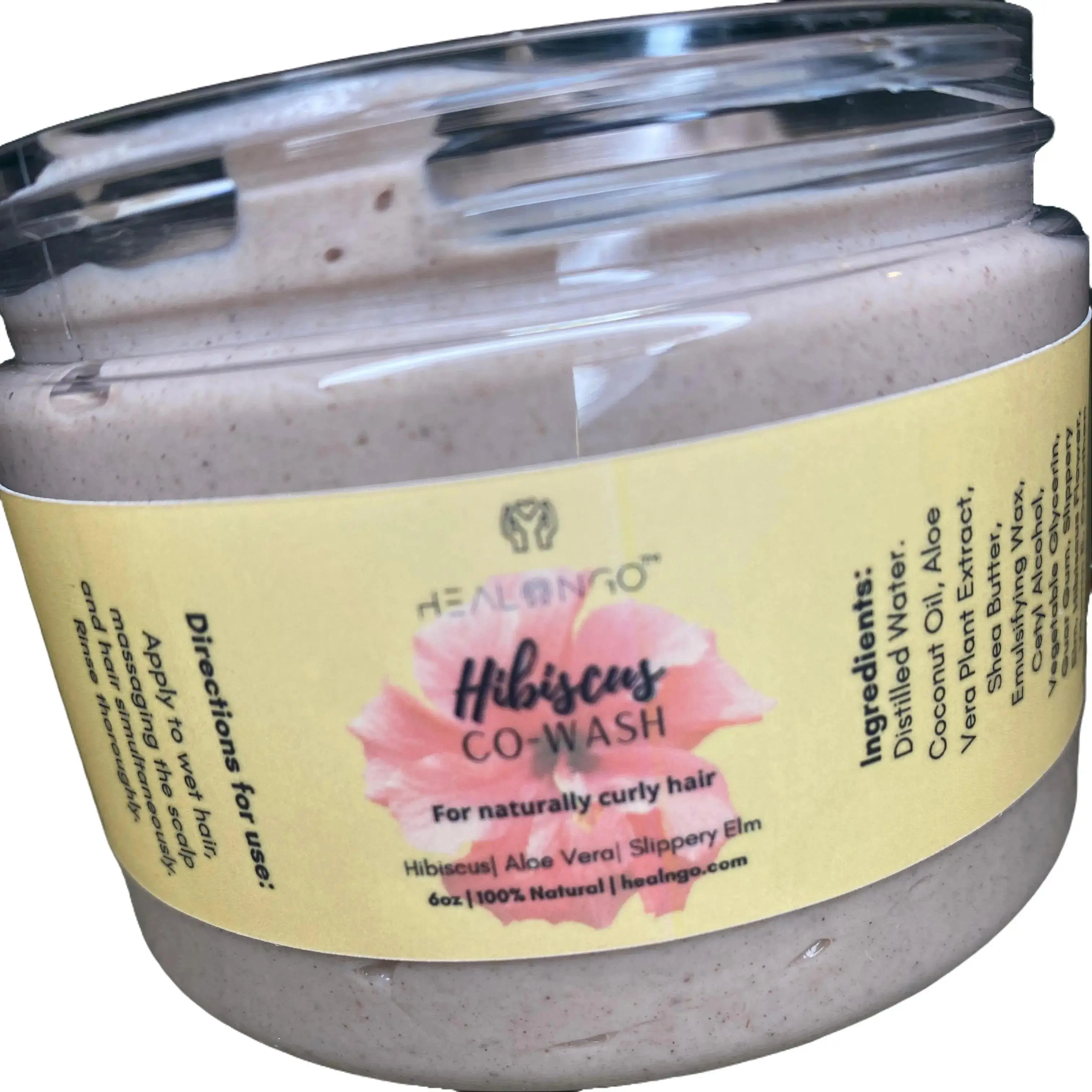 Healngo Hibiscus Hair Co-Wash - Gentle Cleansing & Nourishment Formula for Naturally Curly Hair - Sulfate-Free, Hydrating & Defining Curl Care - 6oz Jar